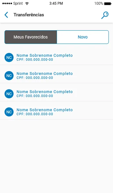 Tela final do fluxo de transferências